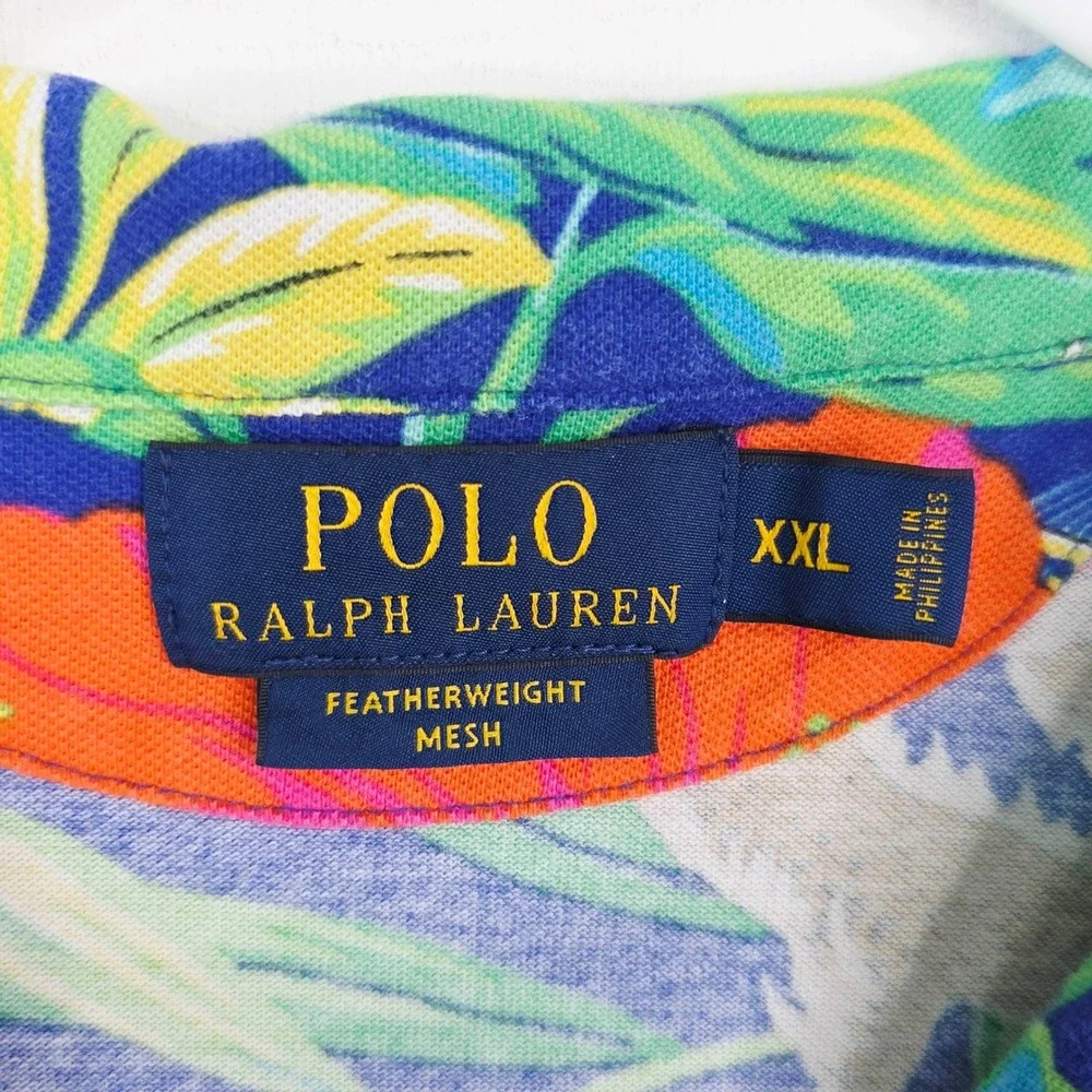 Polo Ralph Lauren Mens XXL Dragon Hibiscus Floral Featherweight Mesh Polo Shirt